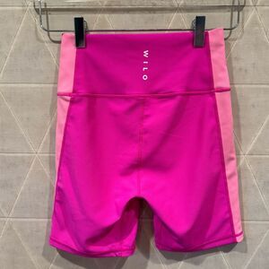 WILO ribbed workout bike shorts color block pink S